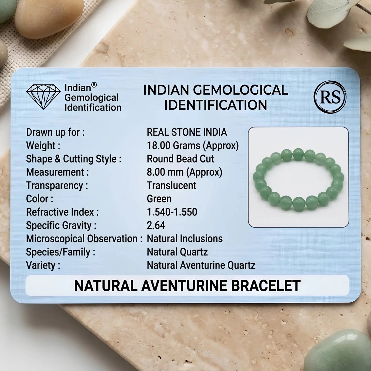 REAL GREEN AVENTURINE BRACELET - realstoneindia