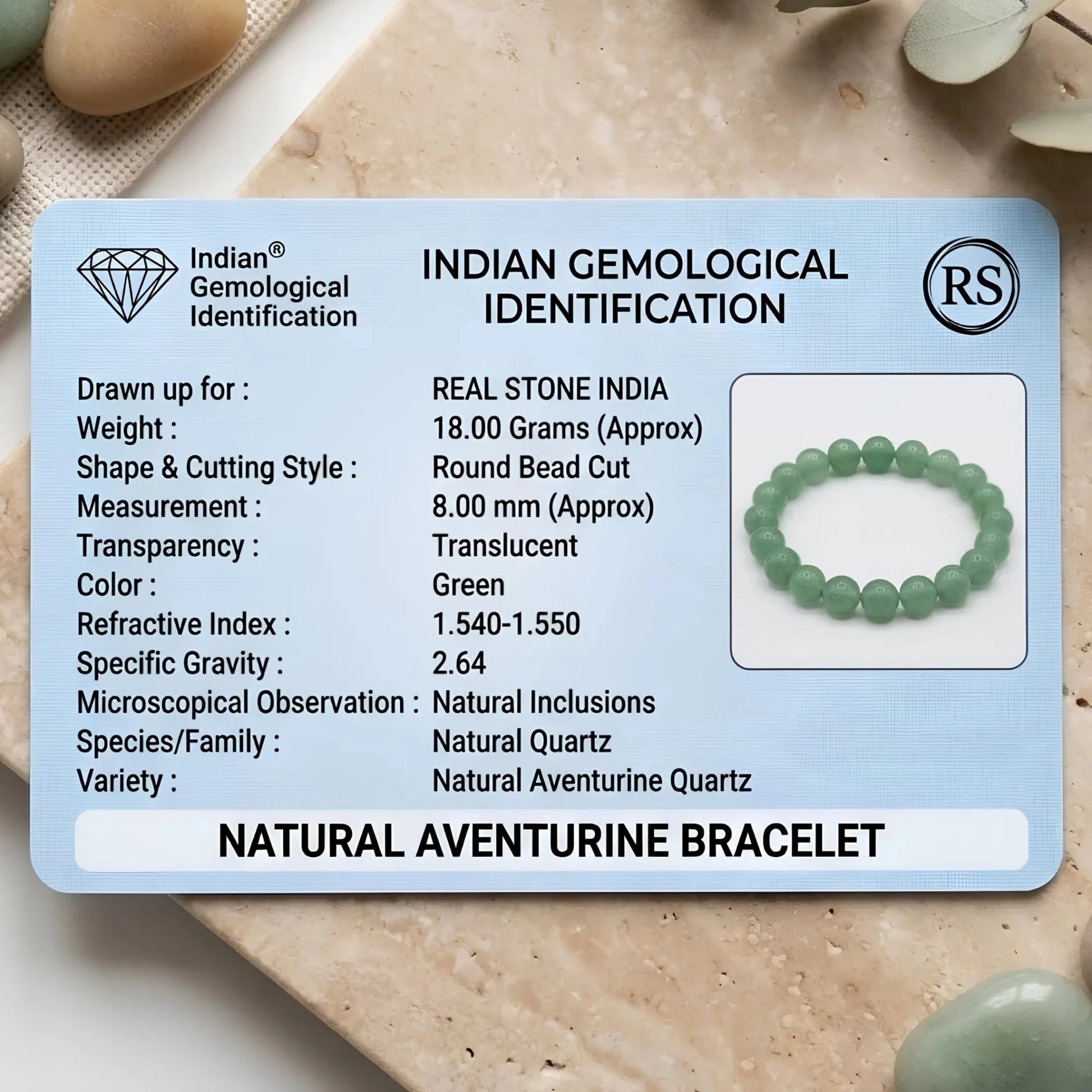 REAL GREEN AVENTURINE BRACELET - realstoneindia