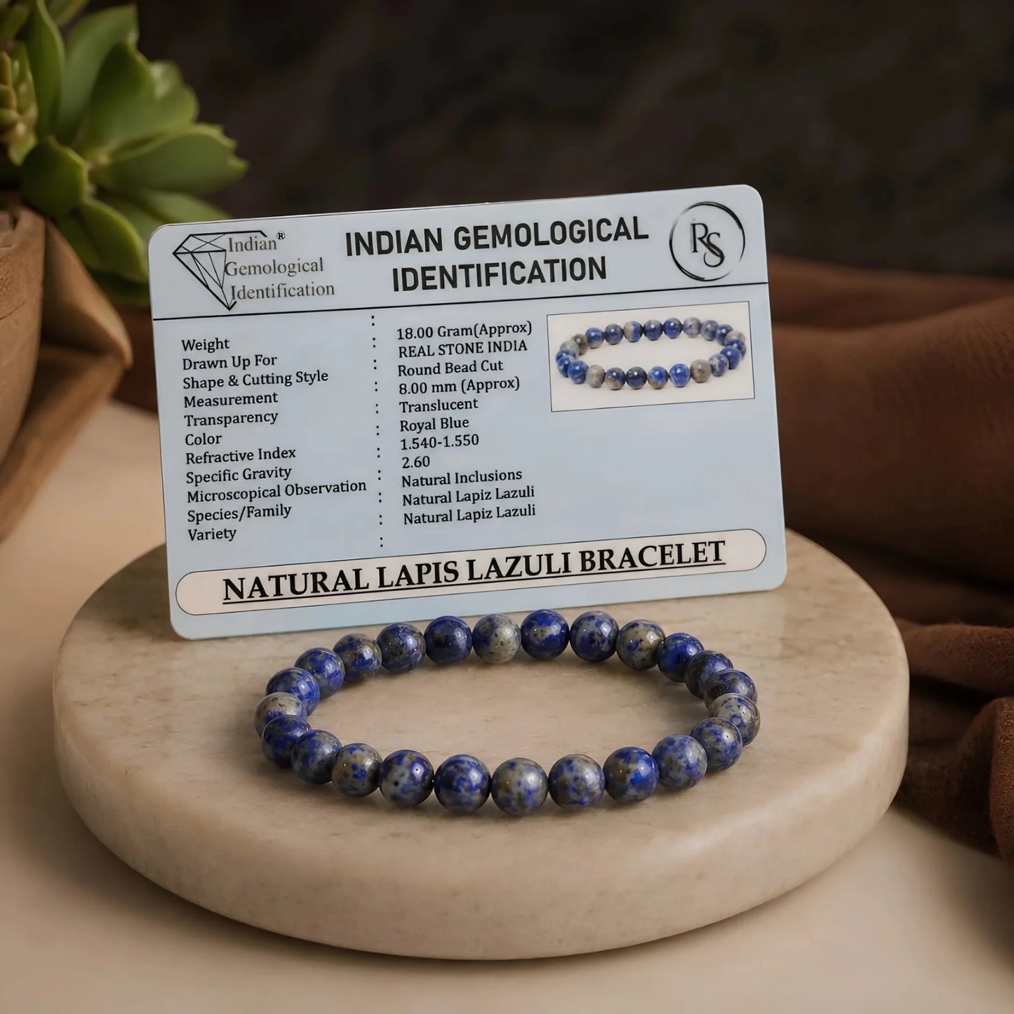 REAL LAPIS LAZULI BRACLET - realstoneindia
