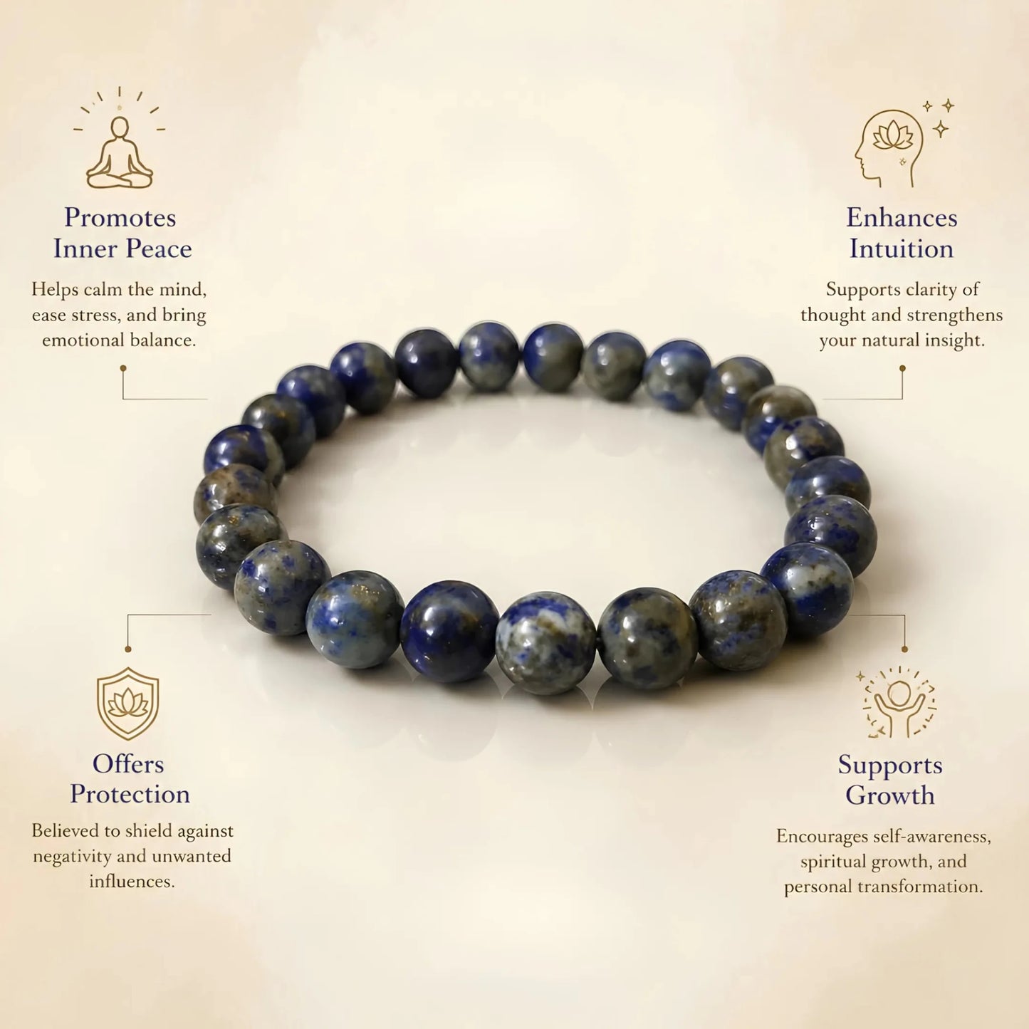 REAL LAPIS LAZULI BRACLET - realstoneindia