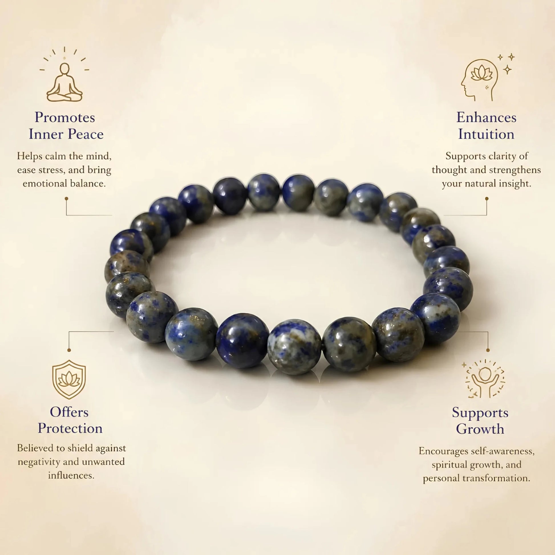 REAL LAPIS LAZULI BRACLET - realstoneindia
