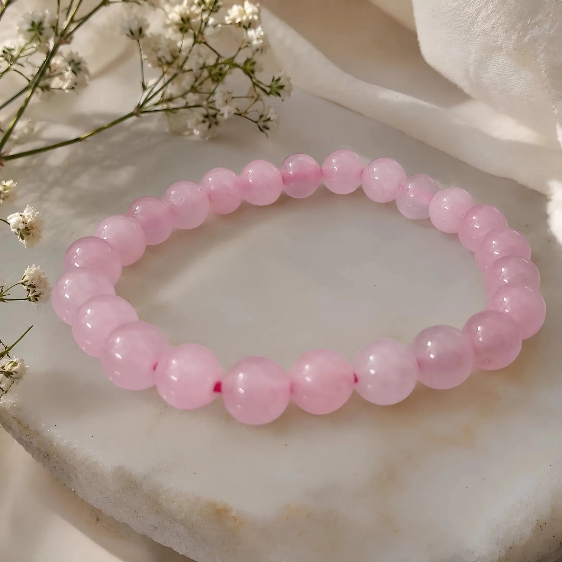 REAL ROSE QUARTZ BRACELET (LOVE) - realstoneindia