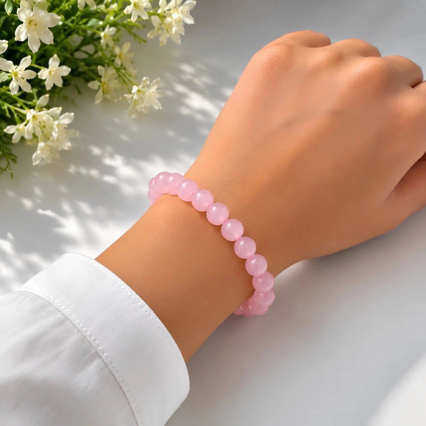 REAL ROSE QUARTZ BRACELET (LOVE) - realstoneindia
