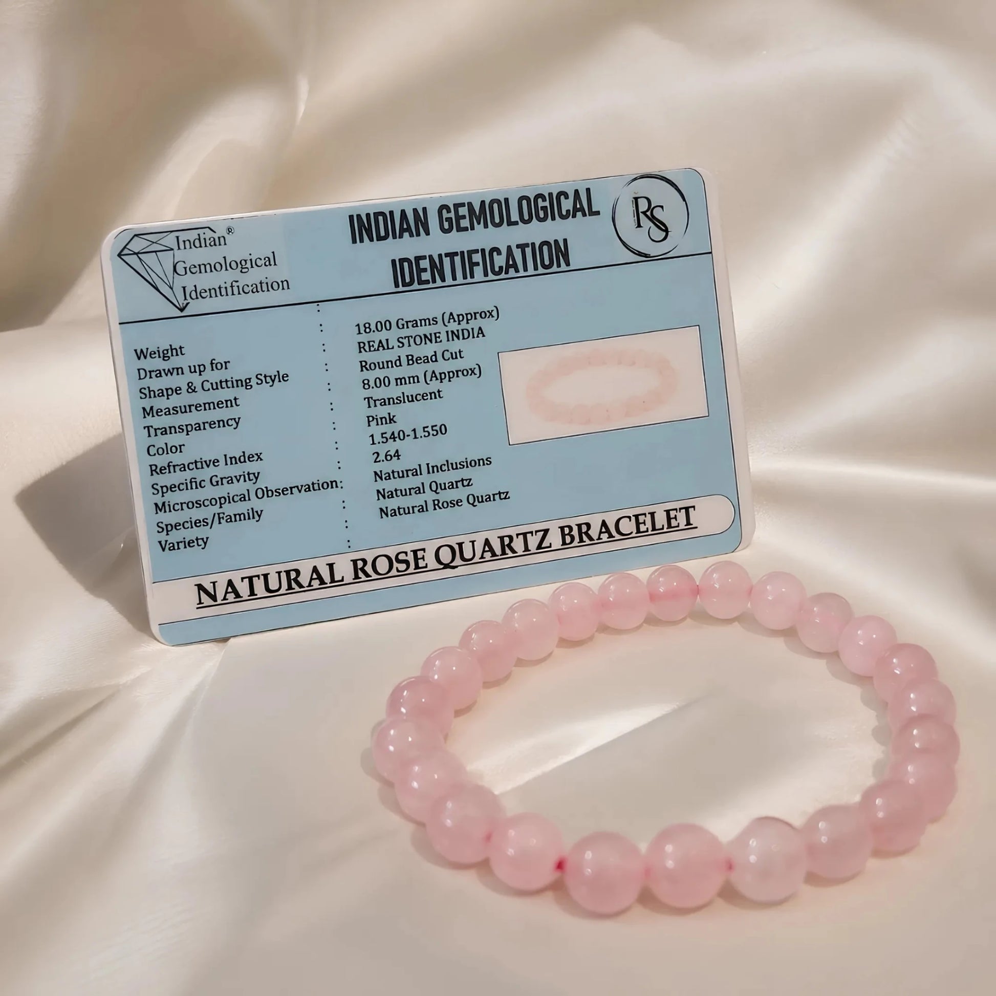 REAL ROSE QUARTZ BRACELET (LOVE) - realstoneindia