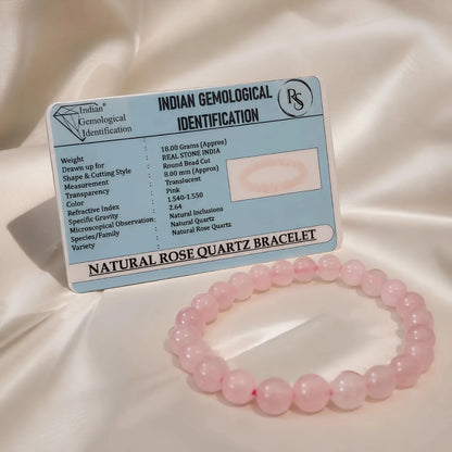 REAL ROSE QUARTZ BRACELET (LOVE) - realstoneindia