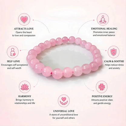 REAL ROSE QUARTZ BRACELET (LOVE) - realstoneindia