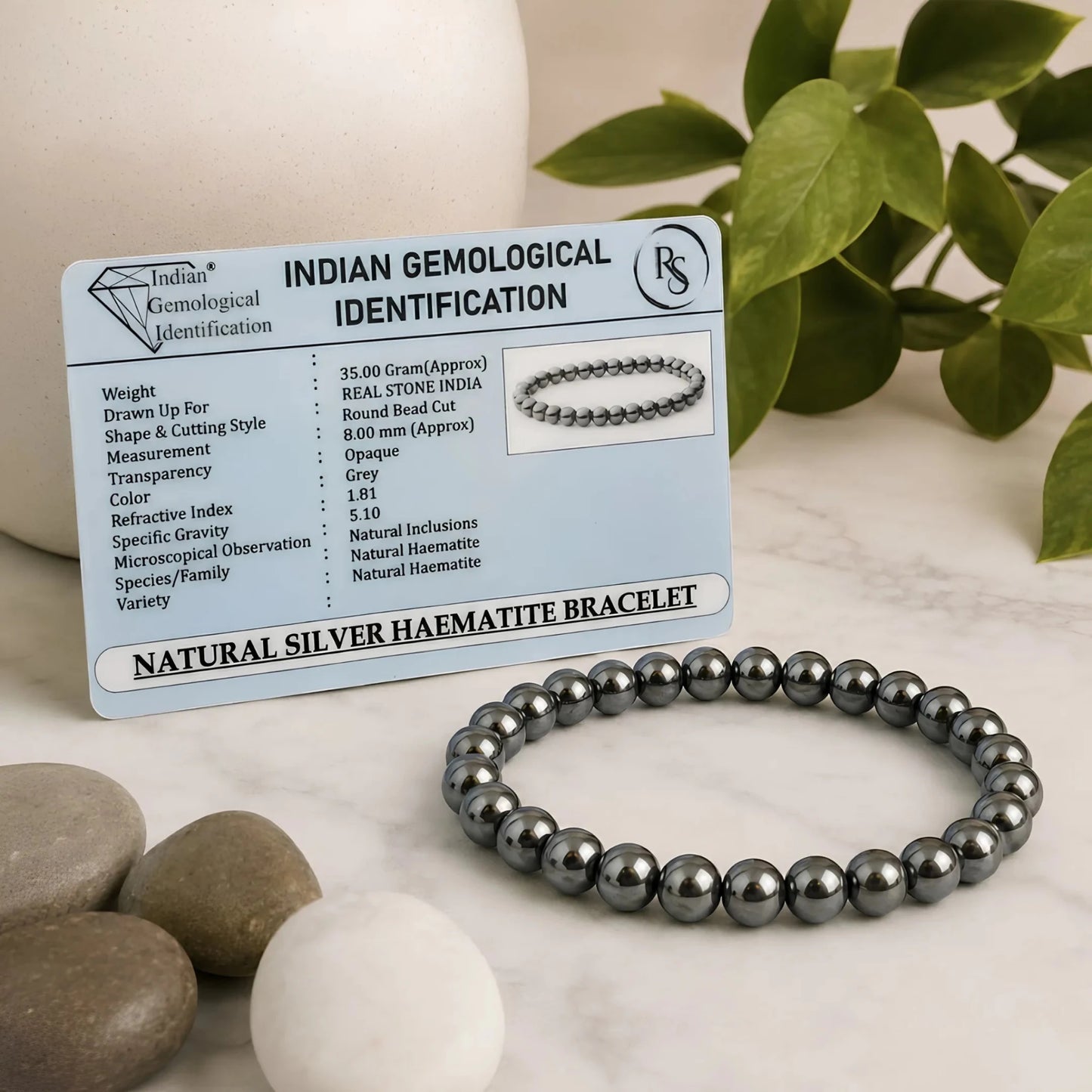 REAL SILVER HAEMATITE BRACELET - realstoneindia