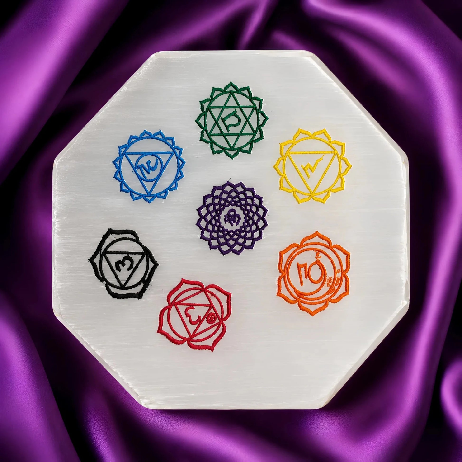 Selenite Chakra Charging Plate - realstoneindia