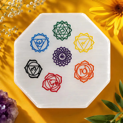 Selenite Chakra Charging Plate - realstoneindia
